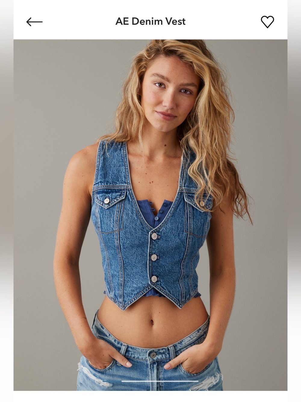 NWOT American Eagle Outfitters Indigo Denim Vest